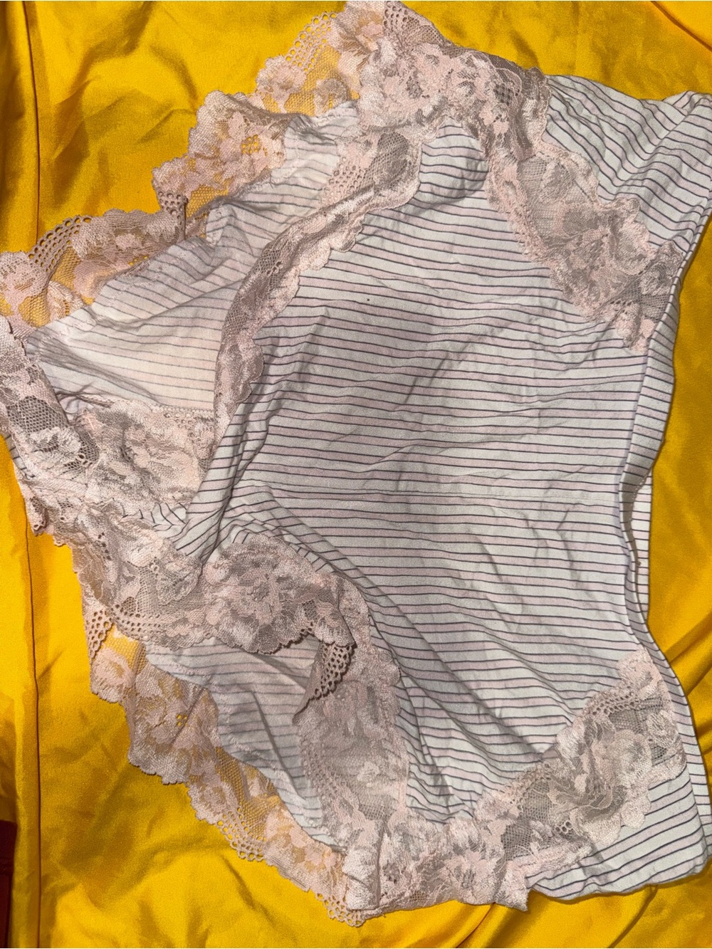 Victoria's Secret Pale Pink Striped Lace Bikini Briefs